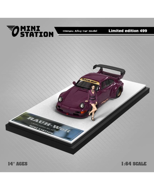 (預訂 Pre-order) Mini Station 1:64 RWB 964 Metallic Purple (Diecast car model) 人偶版