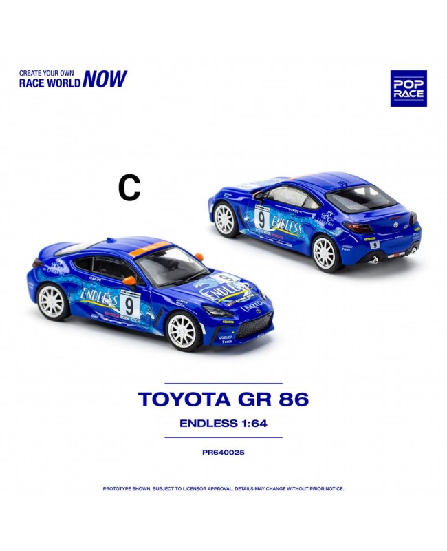 (預訂 Pre-order) POPRACE PR640025 1/64 GR86 ENDLESS Dark Blue#9 (Diecast car model)