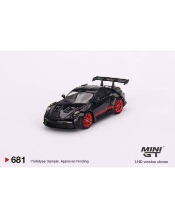 (預訂 Pre-order) MINI GT 1/64 MGT00681-R Porsche 911 (992) GT3 RS Black with Pyro Red RHD (Diecast car model)