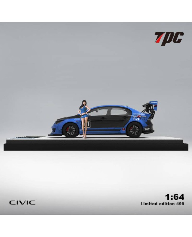 (預訂 Pre-order) TPC 1/64 Honda Civic FD2 Modified Blue (Diecast car model) 限量499台 人偶版