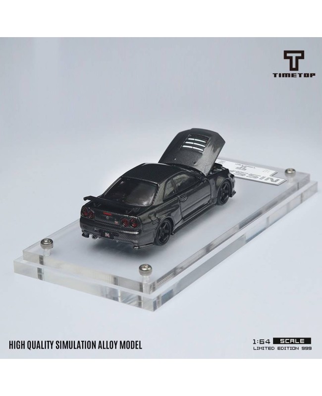 (預訂 Pre-order) TimeTop 1:64 Nissan Gtr34 full carbon black livery (Diecast car model) 限量999台 全碳黑色精裝版