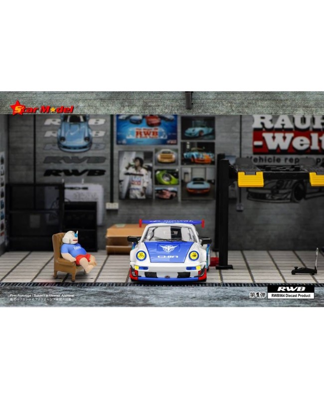 (預訂 Pre-order) Star Model 1/64 Rauh-Welt RWB964 GT Wing (Diecast car model) 機甲白藍人偶版 (限量699台)