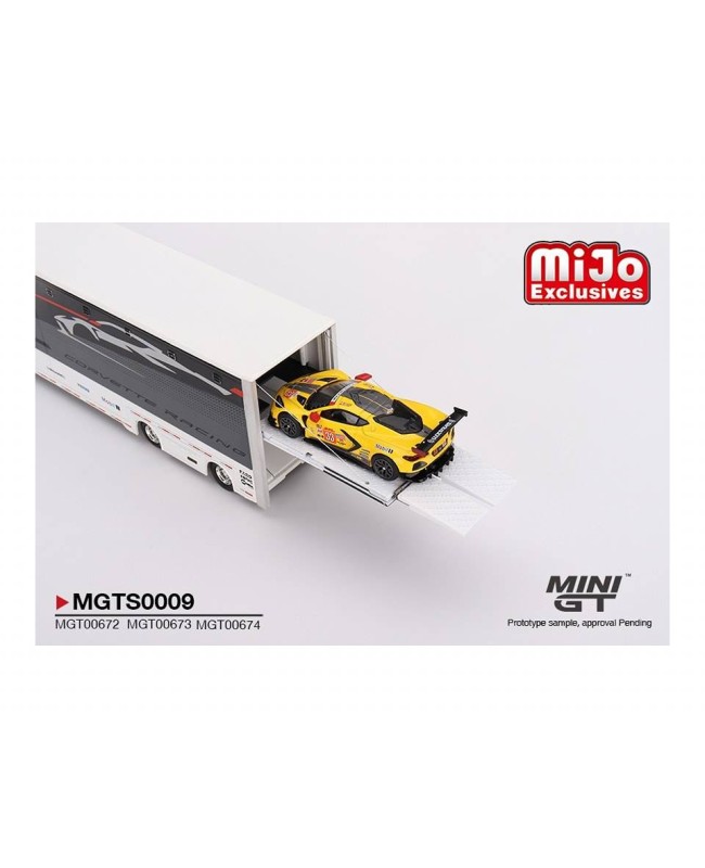 (預訂 Pre-order) MINI GT 1/64 MGTS0009 Corvette Racing C8.R Racing Transporter Set (Diecast car model)