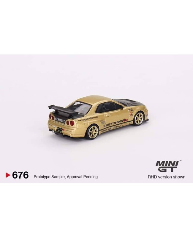 (預訂 Pre-order) MINI GT 1/64 MGT00676-R Nissan Skyline GT-R (R34) Top Secret Top Secret Gold - Japan Exclusive  (Diecast car model)