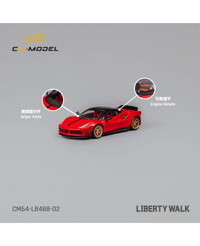 (預訂 Pre-order) CM model 1/64 LBWK 488 Wide Body Gray Red/CM64-LB488-02 (Diecast car model)