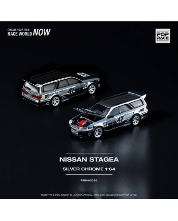 (預訂 Pre-order) POPRACE 1/64 Nissan Stagea Chrome Silver PR640056 (Diecast car model)