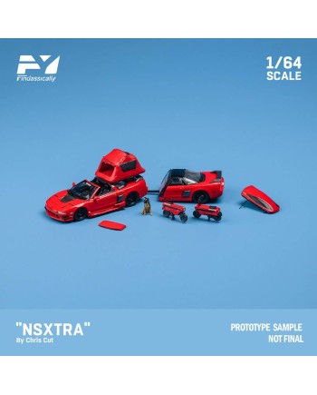 (預訂 Pre-order) Finclassically (FY) 1/64 NSX TRA by Chris Cut red (Diecast car model) 限量500台 Set (Car + Rear Trailer +  suitcase + Top Cover + Tent + Bicycle + puppy)