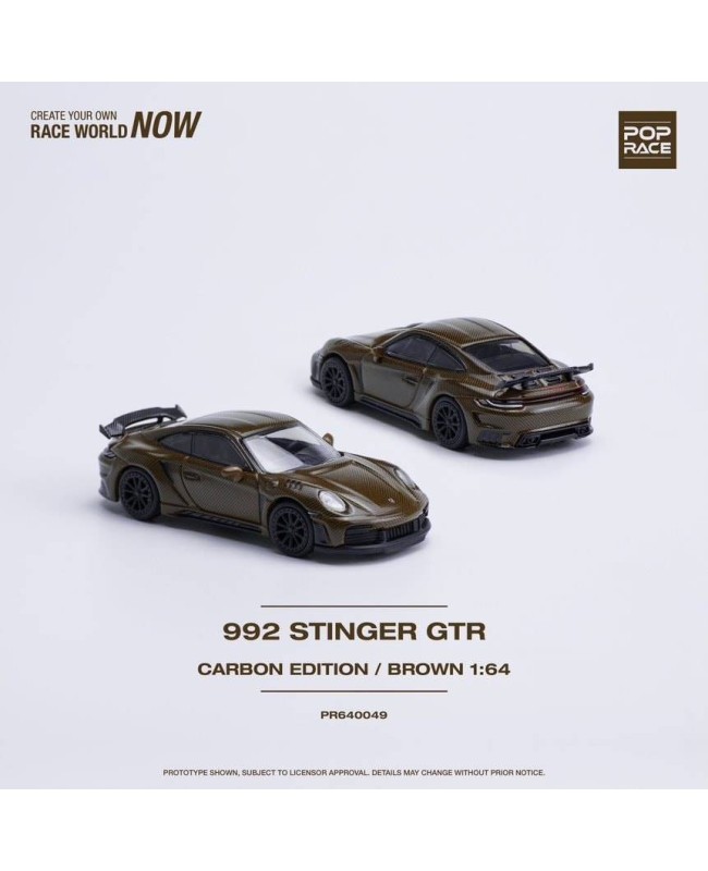 (預訂 Pre-order) POPRACE 1/64 992 STINGER GTR CARBON EDITION BROWN PR640049 (Diecast car model)