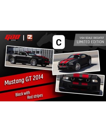 (預訂 Pre-order) GDO Hunter x DCM 1:64 Mustang 2014 (Diecast car model) 亮光黑/紅條紋