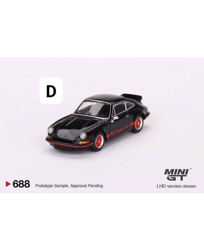(預訂 Pre-order) MINI GT 1/64 MGT00688-R Porsche 911 Carrera RS 2.7 Black with Red Livery RHD (Diecast car model)