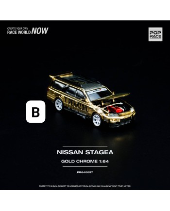 (預訂 Pre-order) POPRACE PR640057 - 1/64 NISSAN STAGEA GOLD CHROME (Diecast car model)