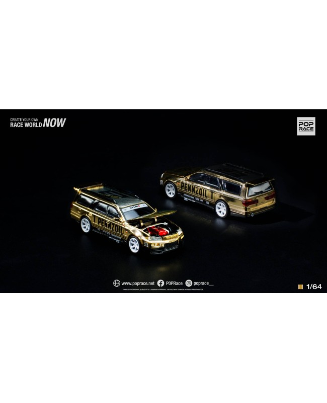 (預訂 Pre-order) POPRACE PR640057 - 1/64 NISSAN STAGEA GOLD CHROME (Diecast car model)