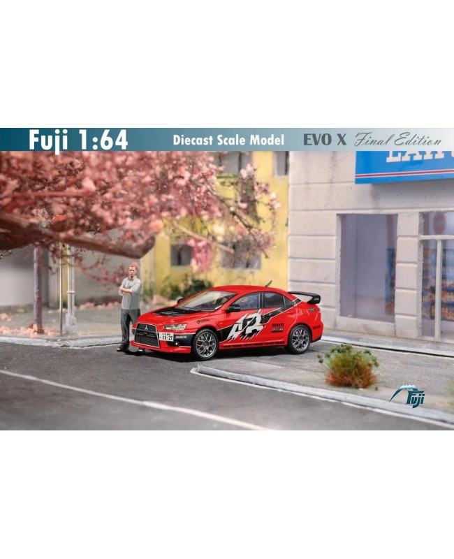 (預訂 Pre-order) Fuji 1:64 Lancer Evolution EVO X Final Edition FNF Red (Diecast car model) 限量499台 人偶版 (電影版人偶+場景式底坐)