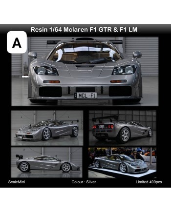 (預訂 Pre-order) ScaleMini 1/64 Mclaren F1 GTR & F1 LM (Resin car model) 限量499台 Silver