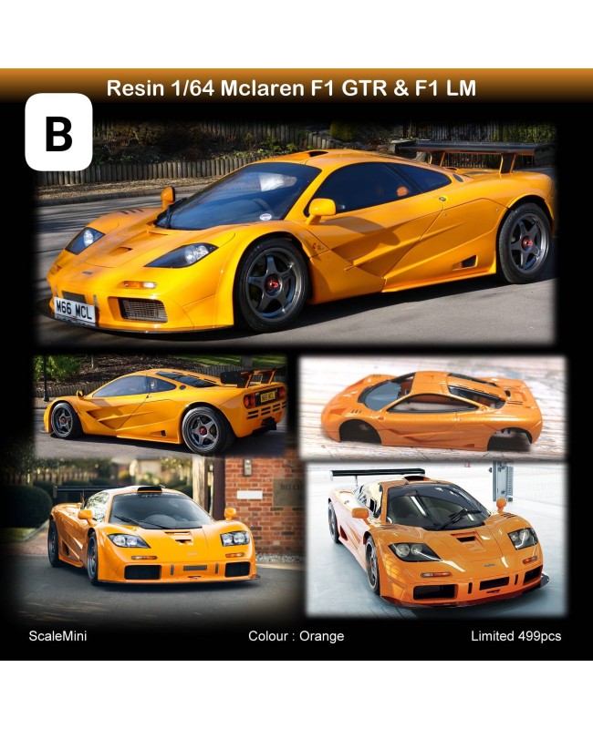 (預訂 Pre-order) ScaleMini 1/64 Mclaren F1 GTR & F1 LM (Resin car model) 限量499台 Orange
