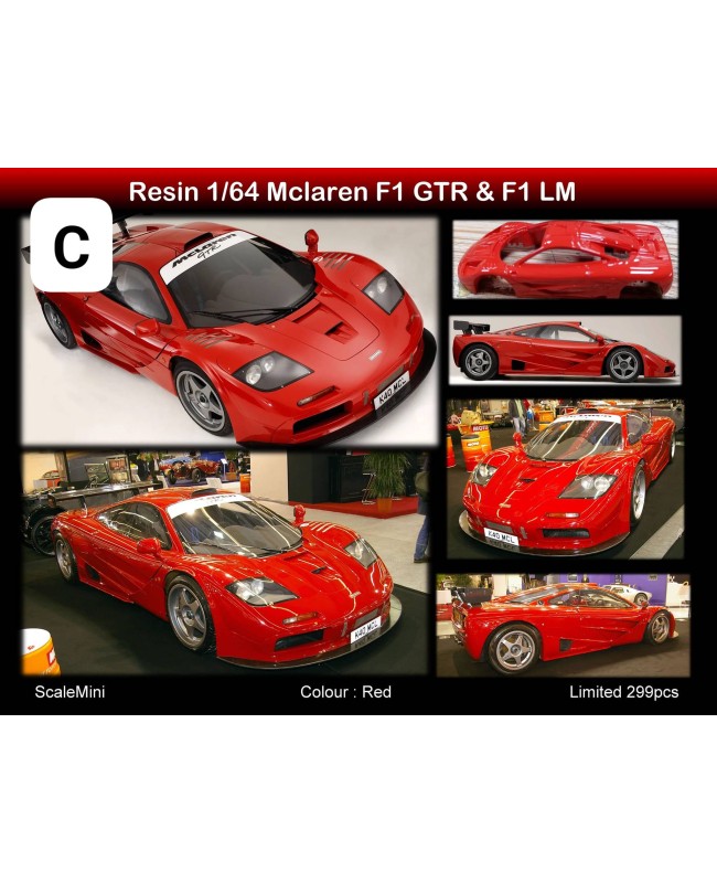 (預訂 Pre-order) ScaleMini 1/64 Mclaren F1 GTR & F1 LM (Resin car model) 限量499台 Red 