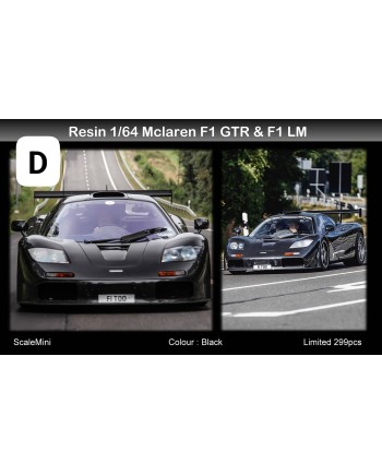 (預訂 Pre-order) ScaleMini 1/64 Mclaren F1 GTR & F1 LM (Resin car model) 限量499台 Black