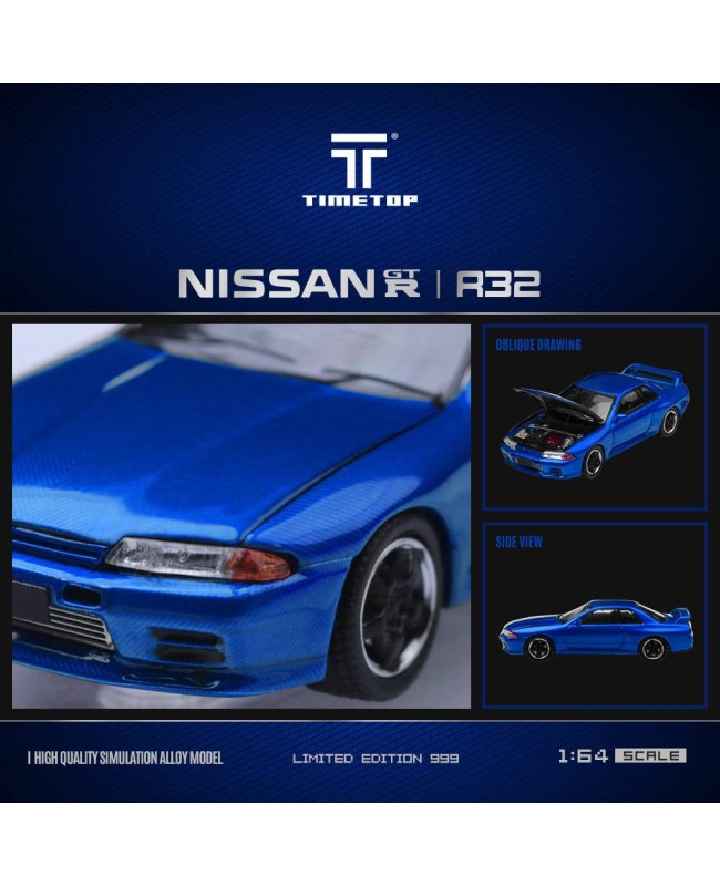 (預訂 Pre-order) TimeTop 1/64 Nissan GTR R32 (Diecast car model) 限量999台 Metallic Blue TT644125