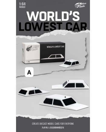 (預訂 Pre-order) Micro Turbo 1/64 BUG Car (WORLD'S LOWEST CAR) 鋅合金車頭 ABS配件 Metallic White