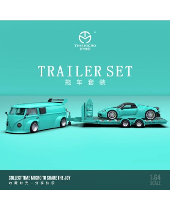 (預訂 Pre-order) TimeMicro 1/64 trailer Tiffany Blue series (Diecast car model) Trailer Set(T1 Van+Porsche 918+trailer)TM642925-T