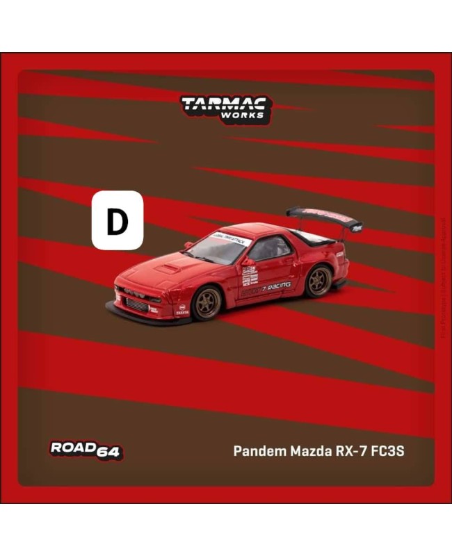 (預訂 Pre-order) Tarmac/ J-Collection 1/64 T64R-066-RE - Pandem Mazda RX-7 FC3S Red (Diecast car model)