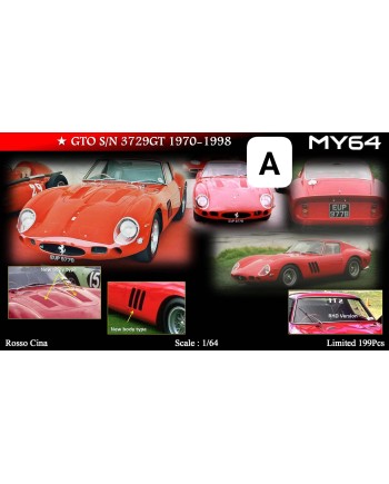 (預訂 Pre-order) MY64 1/64 250GTO (Resin car model) S/N 3927GT Rosso Corsa (限量199台)