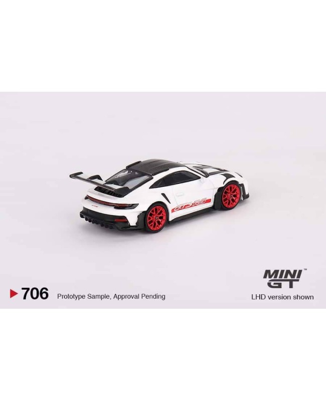 (預訂 Pre-order) MINI GT 1/64 Porsche 911 (992) GT3 RS Weissach Package White with Pyro Red- MGT00706-R (Diecast car model)