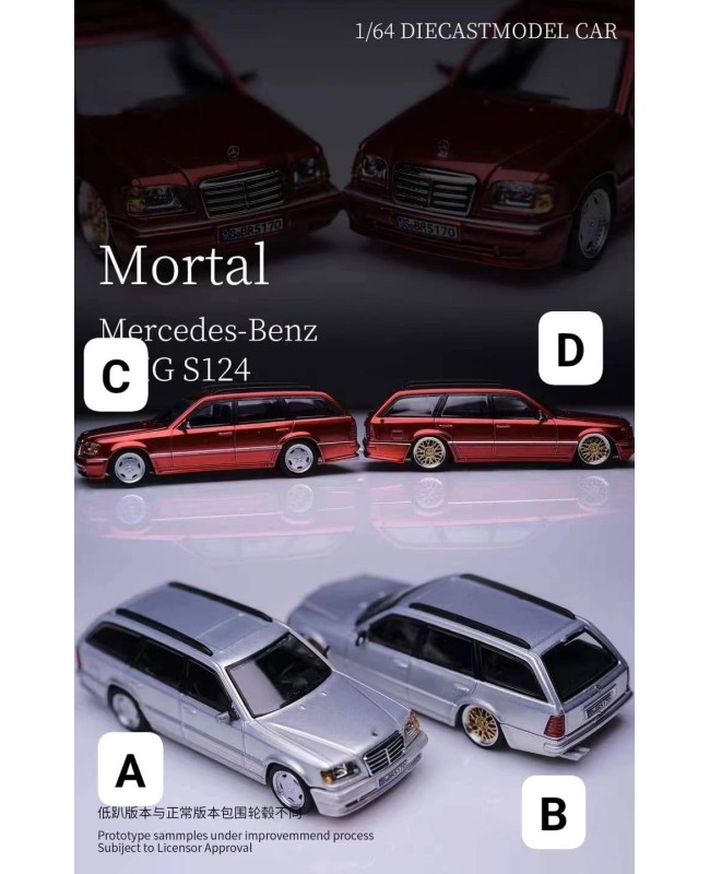 (預訂 Pre-order) Mortal 1/64 Mercedes-Benz S124 (Diecast car model) 限量599台 金屬紅普通