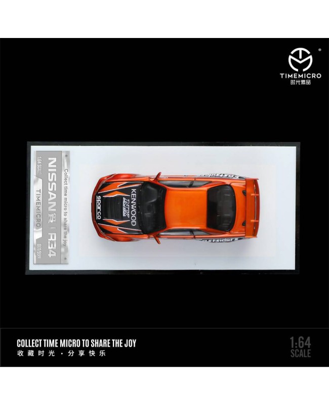 (預訂 Pre-order) TimeMicro 1/64 Nissan Gtr34 (Diecast car model) 限量999台 Red orange 人偶版 TM643423-1