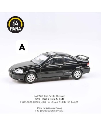(預訂 Pre-order) PARA64 1/64 PA-65623 1999 Honda Civic Si EM1 Flamenco Black RHD (Diecast car model)