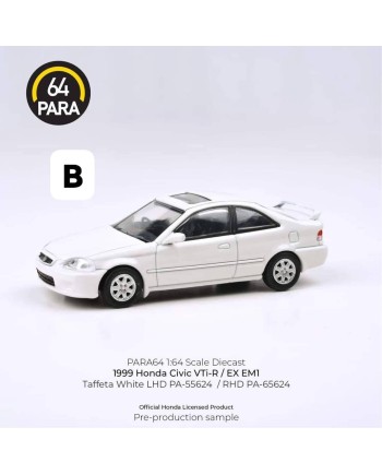 (預訂 Pre-order) PARA64 1/64 PA-65624 1999 Honda Civic EM1 Taffeta White VTI-R RHD (Diecast car model)