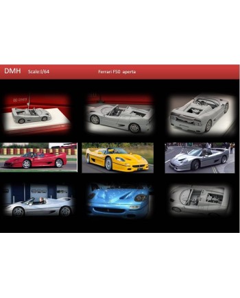 (預訂 Pre-order) DMH 1/64 Ferrari F50 aperta (Resin car model) DM64C006 標準紅 翻毛灰色十啞黑十啞紅 內飾，鐵灰輪轂、黑色卡鉗   亞克力底座，限量799台
