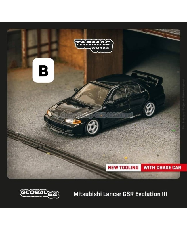 (預訂 Pre-order) Tarmac 1/64 T64G-050-BK Mitsubishi Lancer GSR Evolution III Black (Diecast car model)