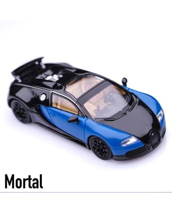 (預訂 Pre-order) Mortal 1/64 Bugatti Veyron (Tail wing lift function) (Diecast car model) Blue Black