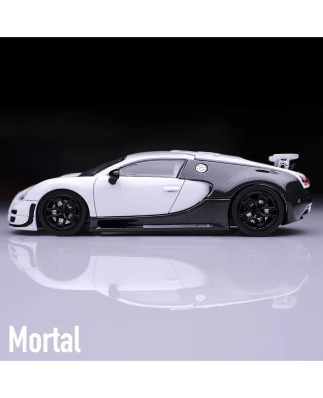 (預訂 Pre-order) Mortal 1/64 Bugatti Veyron Super Sport (Removable rear cover and adjustable tail wing) (Diecast car model) Black White