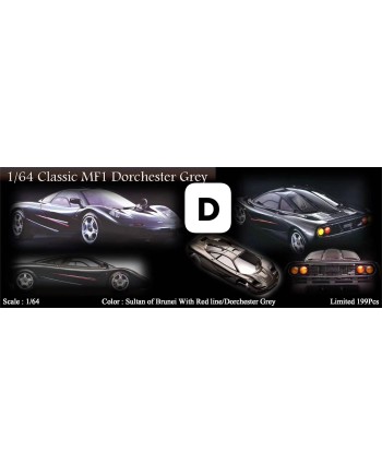 (預訂 Pre-order) MY64 1/64 Classic MF1 (Resin car model) Dorchester Grey 多切斯特金屬灰帶車側紅色條紋，銀色輪輞 (限量199台)