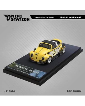 (預訂 Pre-order) Mini Station 1:64 Mooneyes T1 Van Beetle Targa Trailer Series (Diecast car model) 限量499台 Beetle yellow 普通版