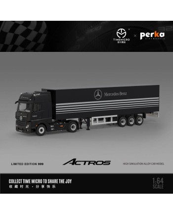 (預訂 Pre-order) TimeMicro +  Perka 1/64  Mercedes Actros container truck (Diecast car model) 限量999台 Black TM646701