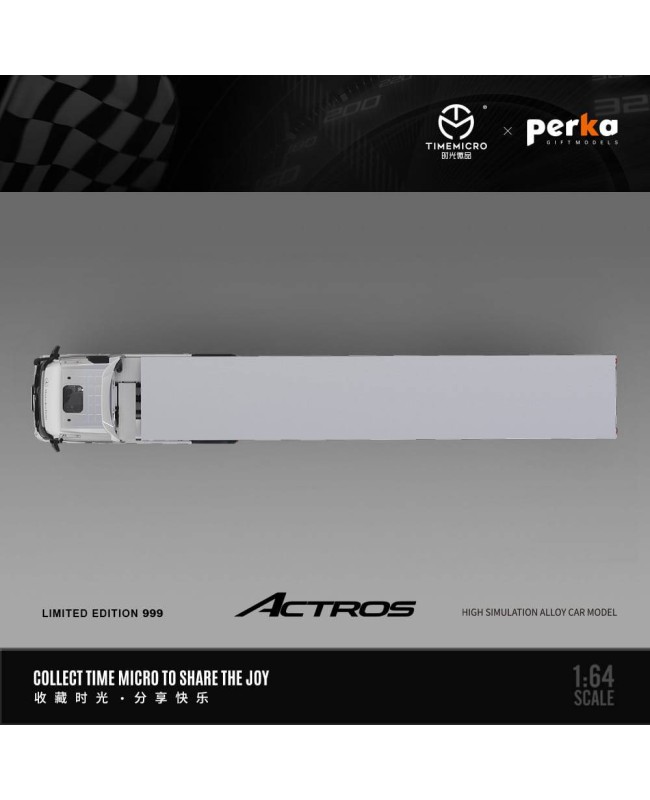 (預訂 Pre-order) TimeMicro +  Perka 1/64  Mercedes Actros container truck (Diecast car model) 限量999台 Silver TM646702