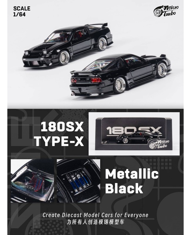 (預訂 Pre-order) Micro Turbo 1/64 180SX TYPE X Metallic Black (Diecast car model)