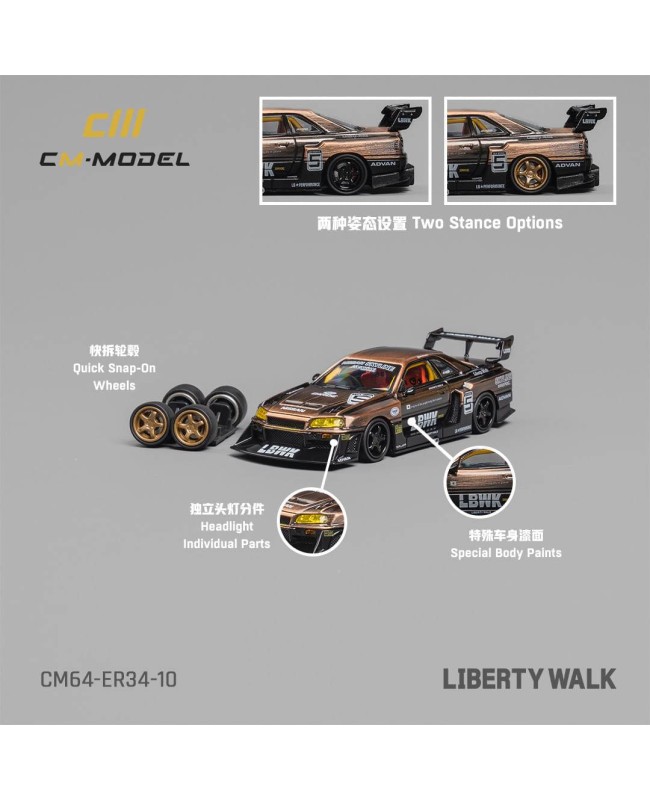 (預訂 Pre-order) CM model 1/64 Nissan LBWK ER34 NO.5 Bronze/CM64-ER34-10 (Diecast car model)