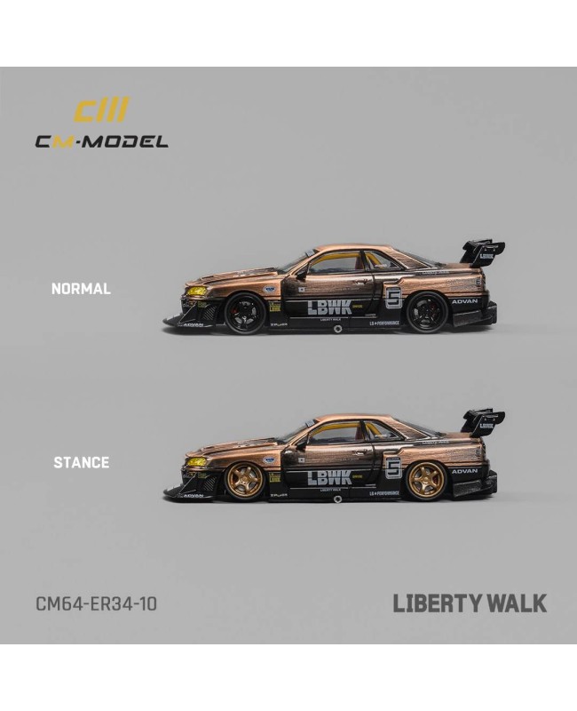 (預訂 Pre-order) CM model 1/64 Nissan LBWK ER34 NO.5 Bronze/CM64-ER34-10 (Diecast car model)