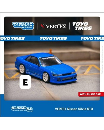 (預訂 Pre-order) Tarmac 1/64 T64G-025-BL VERTEX Nissan Silvia S13 Blue Metallic TOYO TIRES (Diecast car model)