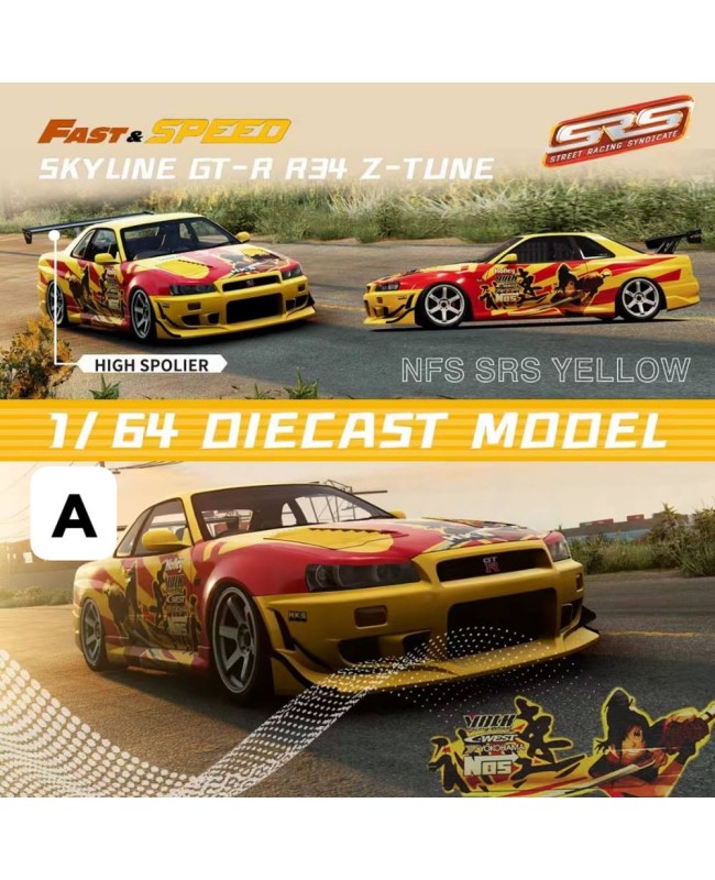(預訂 Pre-order) Fast Speed FS 1:64 Skyline GT-R R34 Nismo Z-Tune (Diecast car model) 限量999台 NFS SRS Yellow-Red