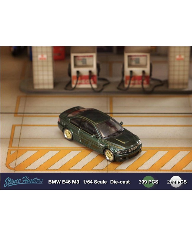 (預訂 Pre-order) Stance Hunters 1/64 BMW E46 M3 (Diecast car model) Green with BBS wheels (限量399台)