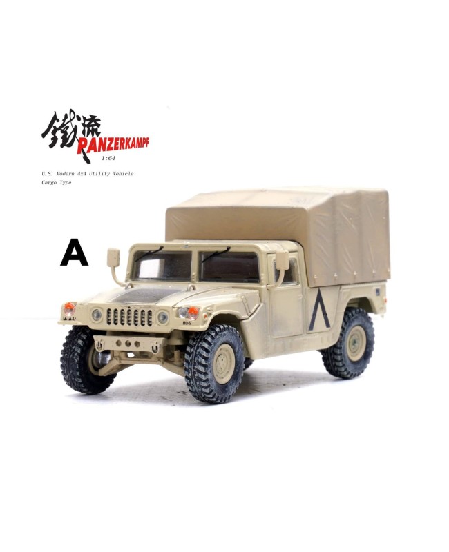 (預訂 Pre-order) Panzerkampf 1/64 HumveeHMMWV Tow MissileCarrier version (Diecast car model) 12502AA: Desert Yellow (1st Battalion)