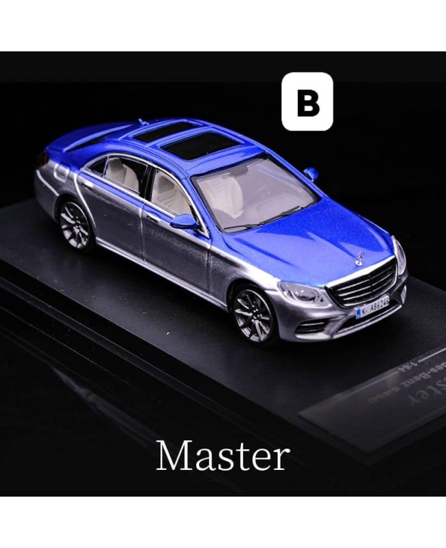 (預訂 Pre-order) Master 1/64 10th generation classic Mercedes-Benz S-Class S450 (W222) (Diecast car model) 限量300台 Blue and silver