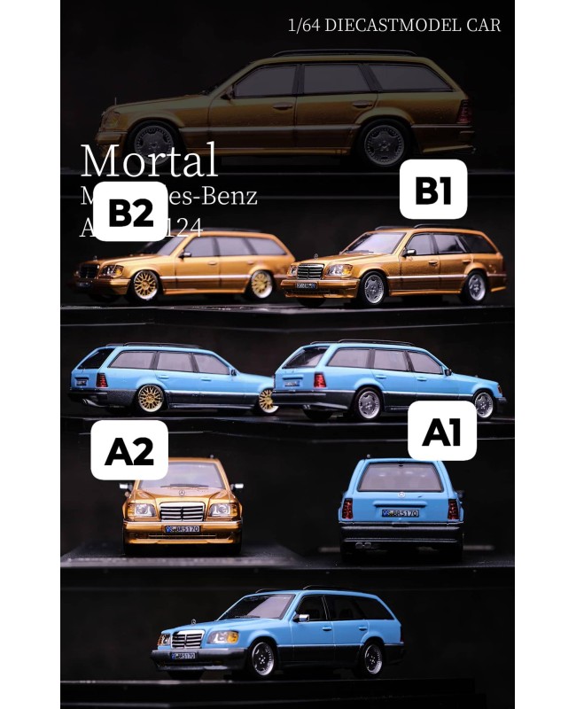 (預訂 Pre-order) Mortal 1/64 Mercedes-Benz S124 (Diecast car model) 限量299台 Lake Blue Lowride