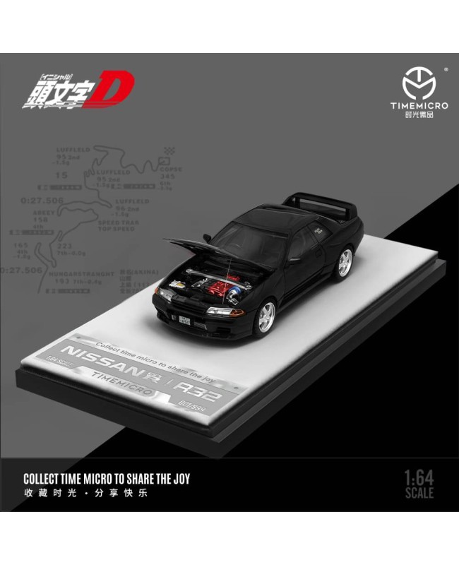 (預訂 Pre-order) TimeMicro 1/64 Nissan Gtr32 Initial D comic version (Diecast car model) 限量999台 黑色素版 TM644126