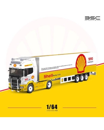 (預訂 Pre-order) BSC 1/64 Shell Livery series Scania transport truck (貨櫃車車頭可擡升，後尾箱可開) (Diecast car model) 限量499台